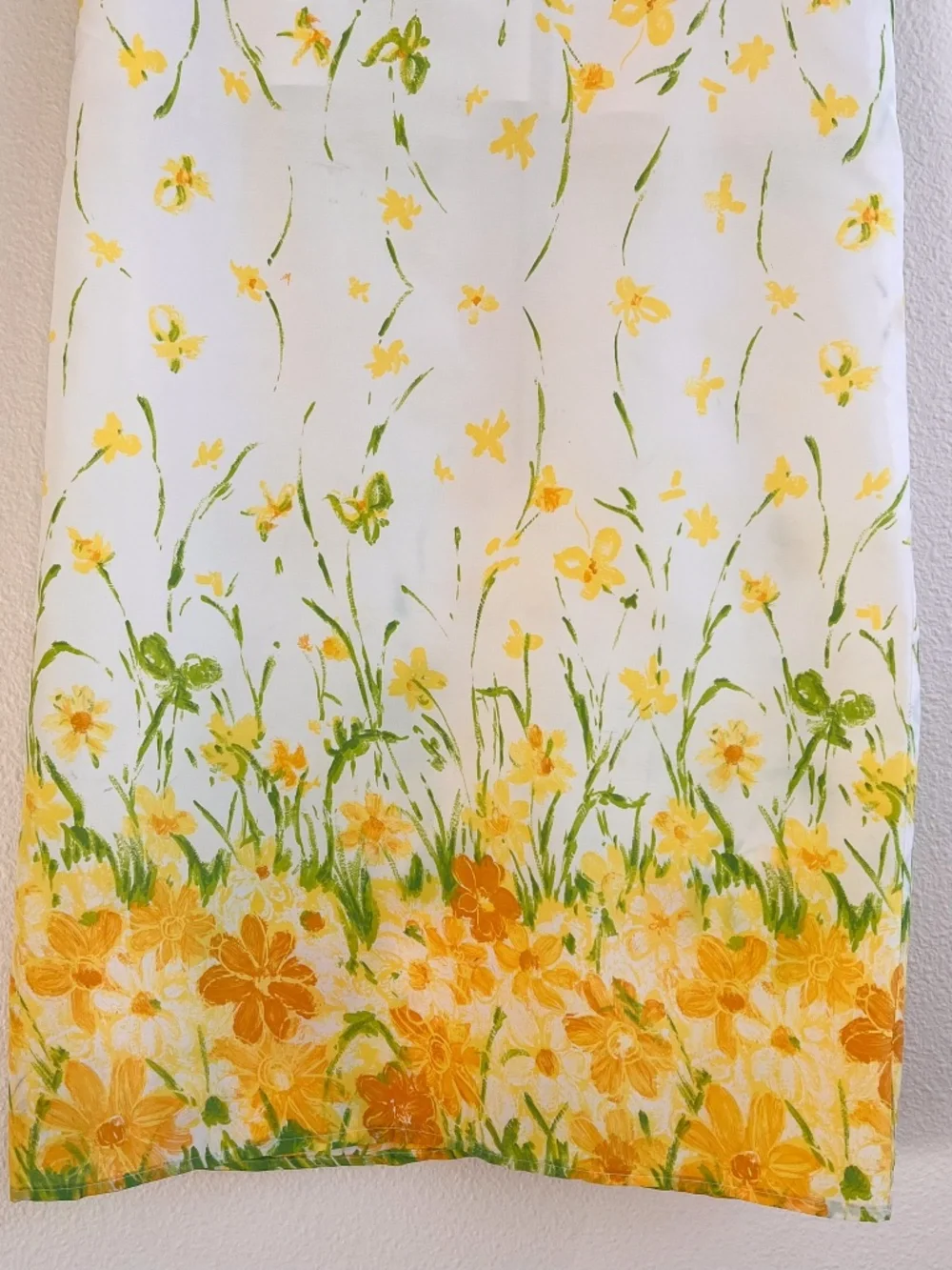 Vintage 1960s Yellow Floral Print Spring Dress (M) - Picture 8 of 13